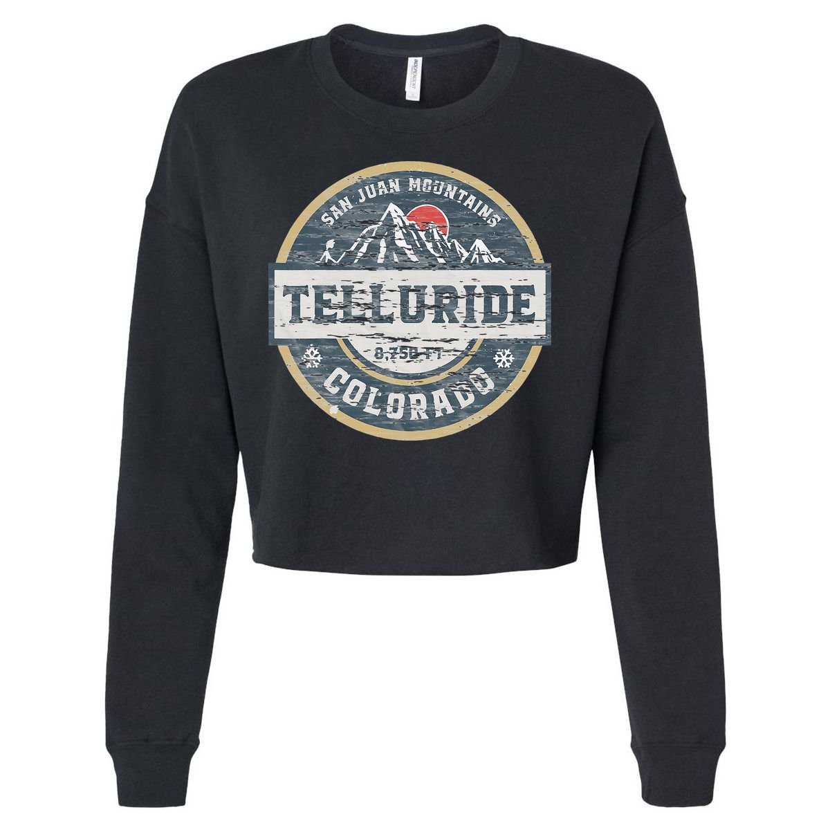 Telluride Colorado San Juan Rocky Mountains Skiing Cropped Pullover Crew