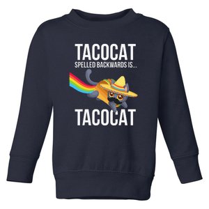 Taco Cat Spelled Backwards Palindrome Funny Cat Toddler Sweatshirt