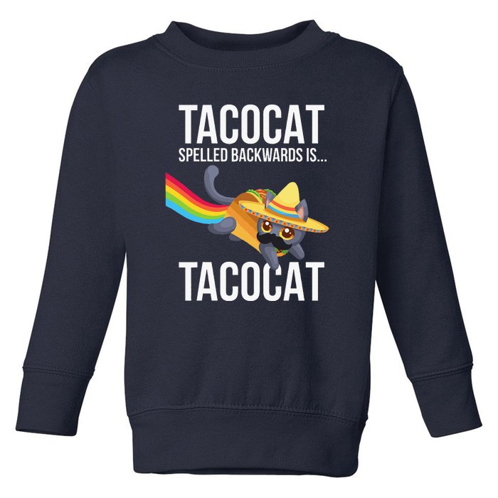 Taco Cat Spelled Backwards Palindrome Funny Cat Toddler Sweatshirt