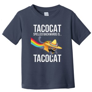 Taco Cat Spelled Backwards Palindrome Funny Cat Toddler T-Shirt