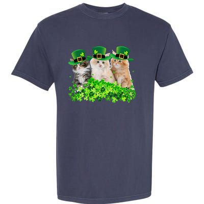 Three Cat St Patricks Day Kitty Kitten Lover Irish Garment-Dyed Heavyweight T-Shirt