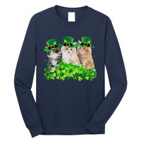 Three Cat St Patricks Day Kitty Kitten Lover Irish Long Sleeve Shirt