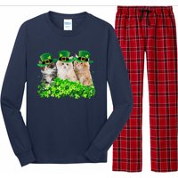 Three Cat St Patricks Day Kitty Kitten Lover Irish Long Sleeve Pajama Set