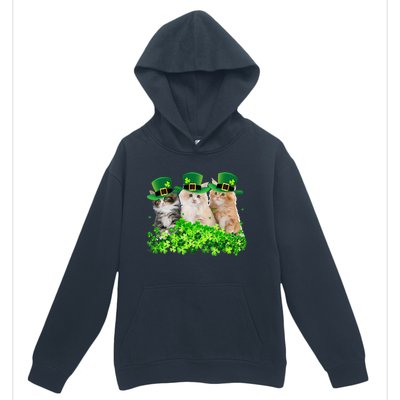 Three Cat St Patricks Day Kitty Kitten Lover Irish Urban Pullover Hoodie