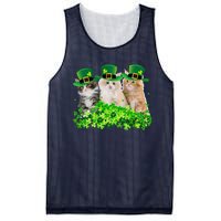 Three Cat St Patricks Day Kitty Kitten Lover Irish Mesh Reversible Basketball Jersey Tank