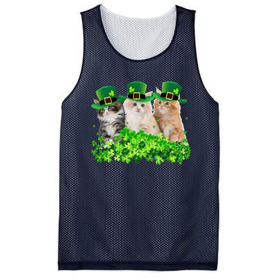 Three Cat St Patricks Day Kitty Kitten Lover Irish Mesh Reversible Basketball Jersey Tank