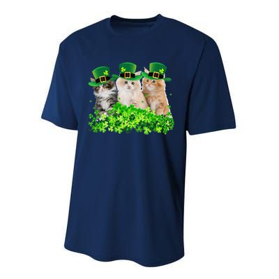 Three Cat St Patricks Day Kitty Kitten Lover Irish Performance Sprint T-Shirt