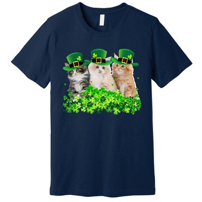 Three Cat St Patricks Day Kitty Kitten Lover Irish Premium T-Shirt