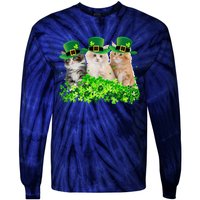 Three Cat St Patricks Day Kitty Kitten Lover Irish Tie-Dye Long Sleeve Shirt