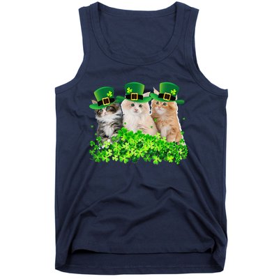 Three Cat St Patricks Day Kitty Kitten Lover Irish Tank Top