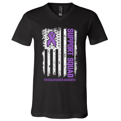 Testicular Cancer Support Squad Testicular Cancer Awareness V-Neck T-Shirt