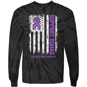 Testicular Cancer Support Squad Testicular Cancer Awareness Tie-Dye Long Sleeve Shirt