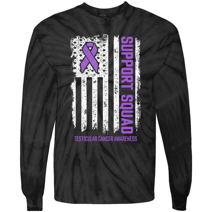 Testicular Cancer Support Squad Testicular Cancer Awareness Tie-Dye Long Sleeve Shirt