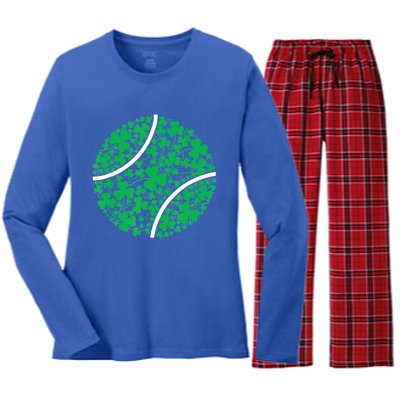 Tennis Coach St Patricks Day Tennis Player Gift Women's Long Sleeve Flannel Pajama Set 