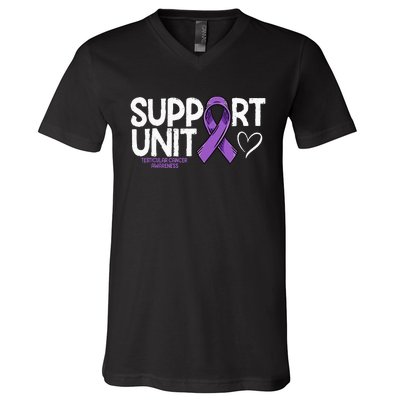 Testicular Cancer Support Unit Testicular Cancer Awareness V-Neck T-Shirt