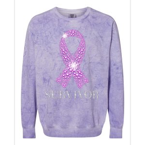 Testicular Cancer Survivor Purple Ribbon Awareness Colorblast Crewneck Sweatshirt