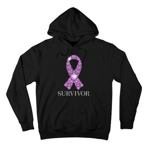 Testicular Cancer Survivor Purple Ribbon Awareness Hoodie