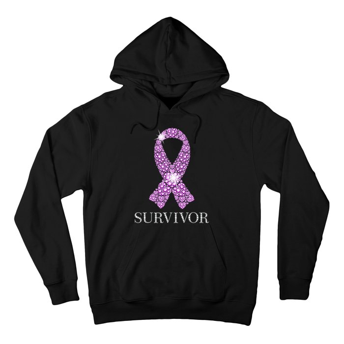 Testicular Cancer Survivor Purple Ribbon Awareness Hoodie