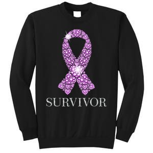 Testicular Cancer Survivor Purple Ribbon Awareness Sweatshirt