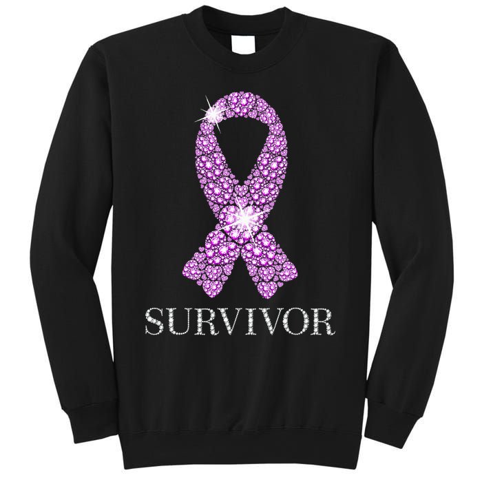 Testicular Cancer Survivor Purple Ribbon Awareness Sweatshirt