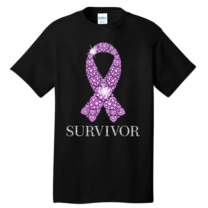 Testicular Cancer Survivor Purple Ribbon Awareness Tall T-Shirt