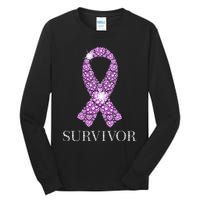 Testicular Cancer Survivor Purple Ribbon Awareness Tall Long Sleeve T-Shirt