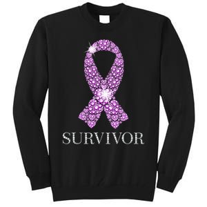 Testicular Cancer Survivor Purple Ribbon Awareness Tall Sweatshirt