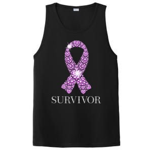 Testicular Cancer Survivor Purple Ribbon Awareness PosiCharge Competitor Tank