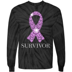 Testicular Cancer Survivor Purple Ribbon Awareness Tie-Dye Long Sleeve Shirt