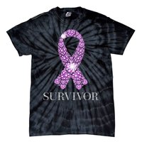 Testicular Cancer Survivor Purple Ribbon Awareness Tie-Dye T-Shirt