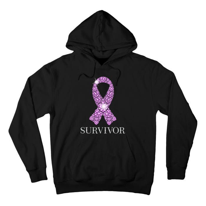 Testicular Cancer Survivor Purple Ribbon Awareness Tall Hoodie