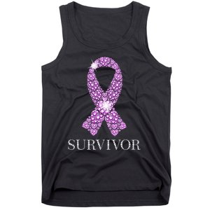 Testicular Cancer Survivor Purple Ribbon Awareness Tank Top