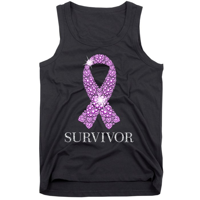 Testicular Cancer Survivor Purple Ribbon Awareness Tank Top