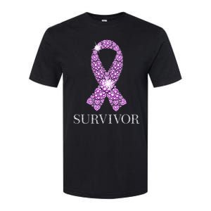 Testicular Cancer Survivor Purple Ribbon Awareness Softstyle CVC T-Shirt