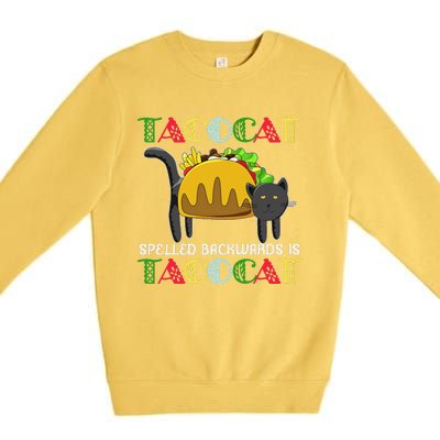 Taco Cat Spelled Backwards Is TacoCat Black Cat Mexican Premium Crewneck Sweatshirt