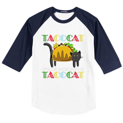 Taco Cat Spelled Backwards Is TacoCat Black Cat Mexican Baseball Sleeve Shirt