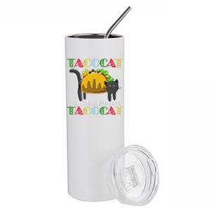 Taco Cat Spelled Backwards Is TacoCat Black Cat Mexican Stainless Steel Tumbler