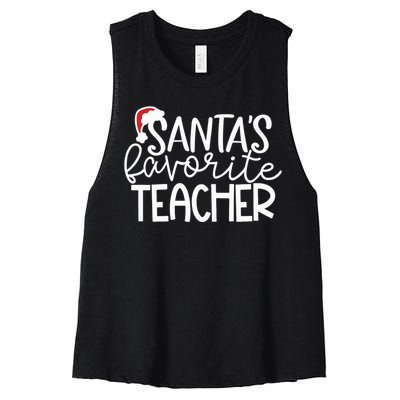 Teacher Christmas Santas Favorite Teacher Women's Racerback Cropped Tank