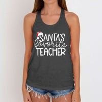 Teacher Christmas Santas Favorite Teacher Women's Knotted Racerback Tank