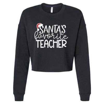 Teacher Christmas Santas Favorite Teacher Cropped Pullover Crew