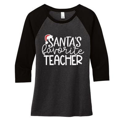 Teacher Christmas Santas Favorite Teacher Women's Tri-Blend 3/4-Sleeve Raglan Shirt