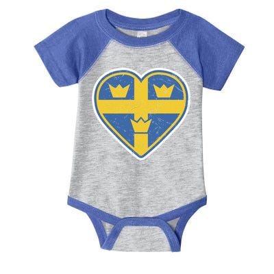 Three Crown Swedish Vintage Sverige Ice Hockey Gift Infant Baby Jersey Bodysuit