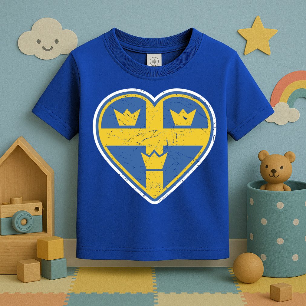 Three Crown Swedish Vintage Sverige Ice Hockey Gift Toddler T-Shirt