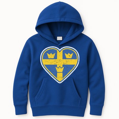 Three Crown Swedish Vintage Sverige Ice Hockey Gift Kids Hoodie