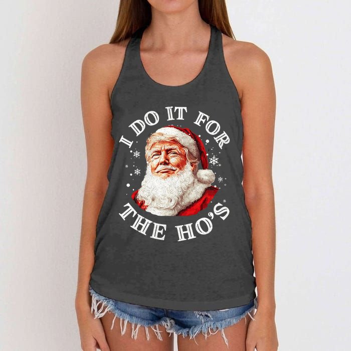 Trump Christmas Santa Claus I Do It For The Hos Cute Xmas Women's Knotted Racerback Tank