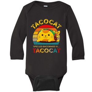 Taco Cat Spelled Backward Cute Taco Cat Lover Funny Mexican Baby Long Sleeve Bodysuit