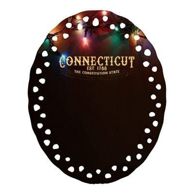 The Constitution State Connecticut Ceramic Oval Ornament