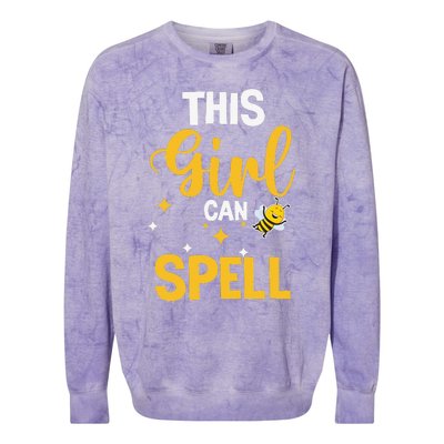 This Can Spell Funny Spelling Bee Speller Champion Colorblast Crewneck Sweatshirt