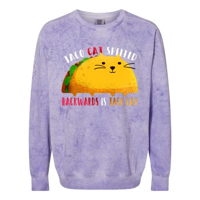 Taco Cat Spelled Backwards Is Taco Cat Funny Mexican Tacos Colorblast Crewneck Sweatshirt