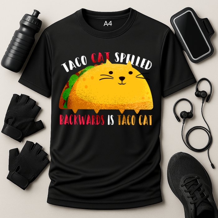 Taco Cat Spelled Backwards Is Taco Cat Funny Mexican Tacos Cooling Performance Crew T-Shirt